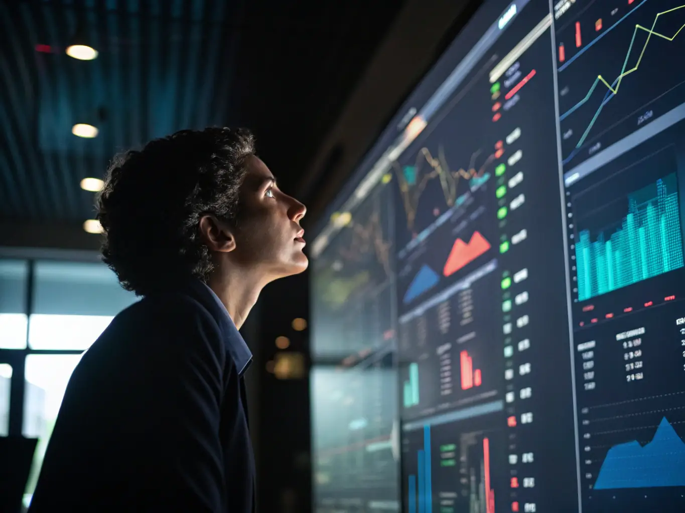 An image showing a professional analyzing IT asset data on a digital dashboard, representing IT Asset Management Optimization.
