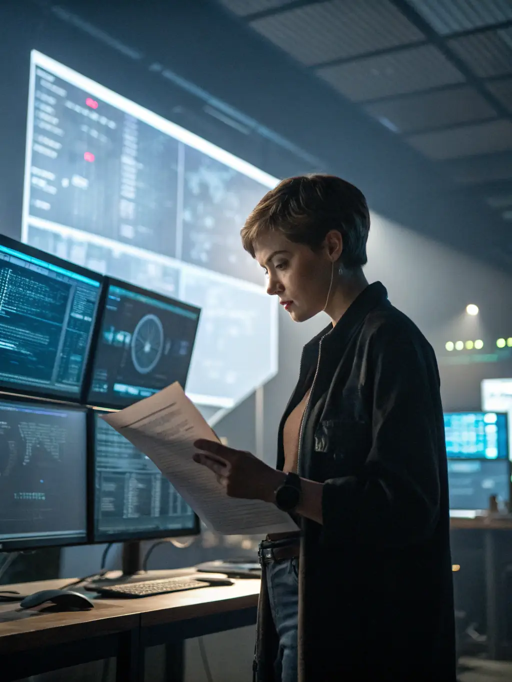 A compliance officer is reviewing a report demonstrating adherence to regulatory standards through comprehensive IT asset documentation and audit trails, showcasing risk reduction.